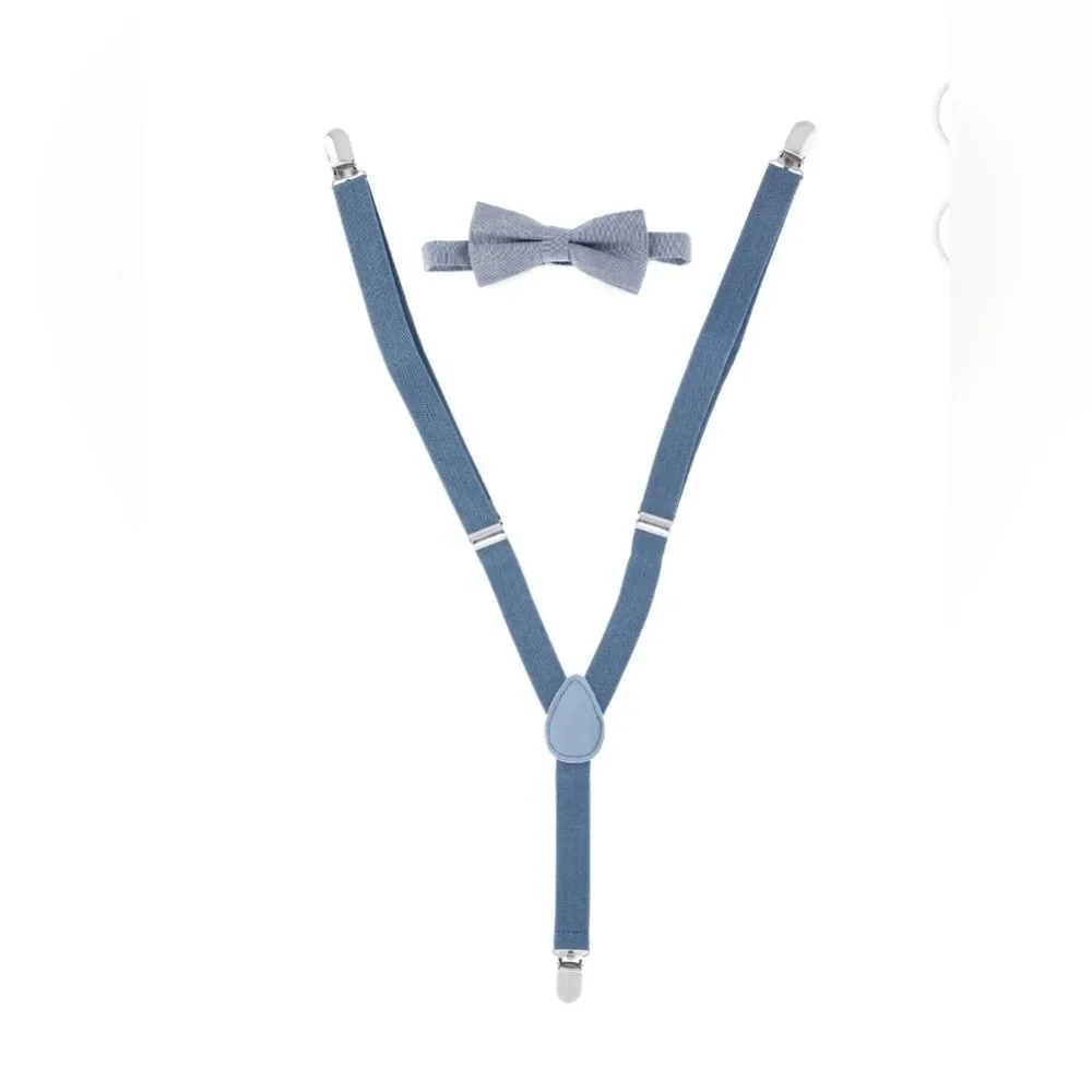 NWT Boy’s Chambray Blue Suspenders and Bowtie Set